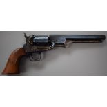 Italian .36 Colt style six shot single action percussion revolver with engraved scene of ships to