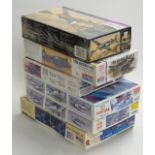 Six 1:72 and 1:48 scale plastic model kits comprising Academy Minicraft 1677, 1602 and 1678,