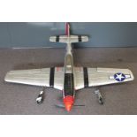 P51 Mustang radio control aircraft of polystyrene construction powered by electric motor and with