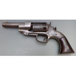 Allen & Wheelock .32 five-shot single action sidehammer pocket revolver with engraved wildlife scene