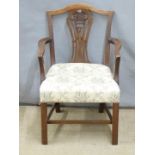 A 19thC upholstered mahogany child's/apprentice chair, H65cm