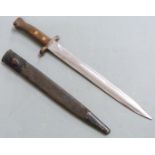 British Army Lee Metford bayonet with good stamps together with leather scabbard