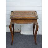 A 19thC inlaid walnut cellarette / wine table with liner, raised on cabriole legs, W65 x D41 x