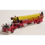 Corgi Major Toys diecast model Amercan LaFrance Aerial Rescue Truck with red body, yellow ladders,