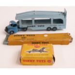 Three Dinky Toys diecast model vehicles and accessories Gloster Javelin Fighter 735, Pullmore Car