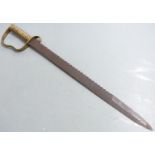 British 1856 pattern pioneer's sawback sword with brass grip and Wilkinson, London to 57cm