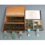 Two cases of microscope slides, approximately 100 in total, one set marked Voigt & Hochgesang