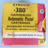 Twenty-five Kynoch .380 hammerless automatic pistol cartridges, in original box PLEASE NOTE THAT A