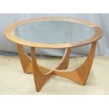 G Plan retro glazed Astro circular table, diameter 84 x 48cm