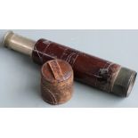 Victorian leather covered four draw telescope by E & E Emanuel, by appointment to Her Majesty, 101
