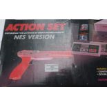 Nintendo Entertainment System (NES) Version Action Set video games console, in original box.