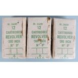 Thirty-six .380 military revolver cartridges, unopened in original boxes PLEASE NOTE THAT A VALID