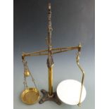 Librasco brass and cast iron shop or similar scales with ceramic pan, height 90cm