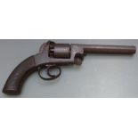 Webley Bentley 54 bore five-shot double action percussion revolver with chequered grips and 6 inch