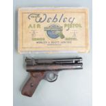 Webley Senior .22 air pistol with named and chequered Bakelite grips, serial number 85, in
