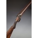 Midland Gun Co 12 bore side by side hammer action shotgun with engraved scene of dogs and birds to