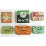 Six air rifle/pistol pellet boxes and tins including BSA, Webley, Beatall and Beeman Silver jet.