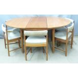McIntosh retro dining table and four chairs, the table W120 x D120 x H74cm, when extended 165cm,