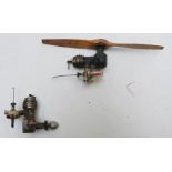 Two Mills or similar diesel compression ignition model aircraft engines, one marked 51 and 164 to