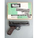 Webley Senior .177 air pistol with named and chequered Bakelite grips, serial number 060, in