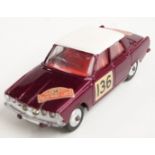 Corgi Toys diecast model Rover 2000 in Monte-Carlo Trim with maroon body, white roof, red interior,