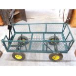 A twin axle metal trolley