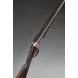 Moore & Grey 12 bore side by side ejector shotgun with named locks, chequered grip and forend,