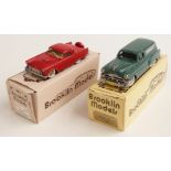 Two Brooklin Models 1:43 scale diecast model vehicles Ford Thunderbird 1955 No.13 and Pontiac