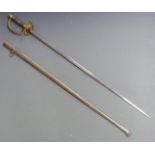 British 1796 pattern sword with Army Medical Corps cipher to guard, 81cm half length double fullered