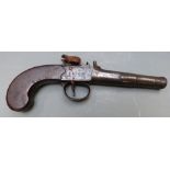 Archer of London percussion hammer action pocket pistol converted from flintlock with named and