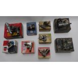Nine boxed glow ignition model aircraft engines to include Fuji 15.IV, Enya 35, K&B 35, Veco 35,