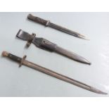 German M84/98 bayonet with plastic grip and EUF Horster to 25cm fullered blade, with scabbard and