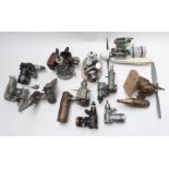 Eleven glow ignition model aircraft engines to include, ASP 46, Fox Eagle, Webra 10 CCM, SC 61,