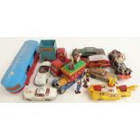 Ten Corgi Toys diecast model vehicles including Chipperfields Circus, Chitty Chitty Bang Bang, The