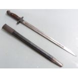 British 1907 pattern sword bayonet with some clear stamps to ricasso, cleaning hole in pommel,