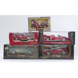 Five Burago and similar diecast model vehicles including Dodge Viper, Rolls-Royce Camargue,