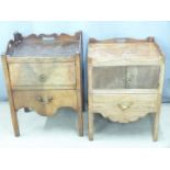 Two 19thC mahogany pot cupboards/bedside cabinets with galleried tops, W59 x D43 x H77cm