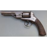 Daw type 80 bore six-shot double action revolver with engraved frame, butt plate and top strap,