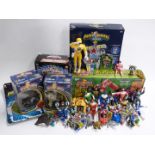 A collection of Ban Dai Power Rangers action figures including Deluxe Super Zeo Megazord 2699, Red