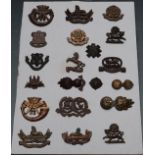 Twenty officer's OSD collar badges including Gloucestershire Regiment / Glosters, A S H King's