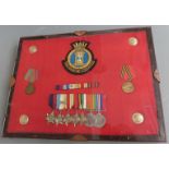 Royal Navy HMS Opportune Association bullion and cloth badge with five copy medals, Defence and