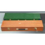 Two shotgun cases one with fitted interior and metal bound corners (82 x 23 x 8.5cm) the other