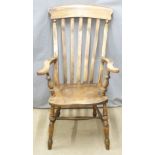 A 19thC elm seated Windsor armchair, H1005cm x W62cm