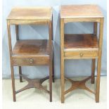 A pair of mahogany bedside stands with single drawers, W35 x D35 x H78cm