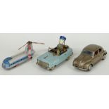 Three Japanese battery operated model toys comprising Bandai Volkswagen Sedan, 'Rendorseg' police