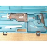 A cased Makita electric reciprocating saw