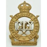 British Army 23rd London Armoured Car Company 'Sharpshooters' metal cap badge