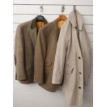 Magee gentleman's tweed jacket, Bugatti coat and Bladen Original suit, all appear size L