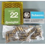 One-hundred-and-seventy-four .22 rifle cartridges including Remington and RWS Subsonic, some in