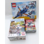 Four Lego building sets Shave A Sheep 3845 (2010) Creator Thunder Wings 31008 (2013), Mini